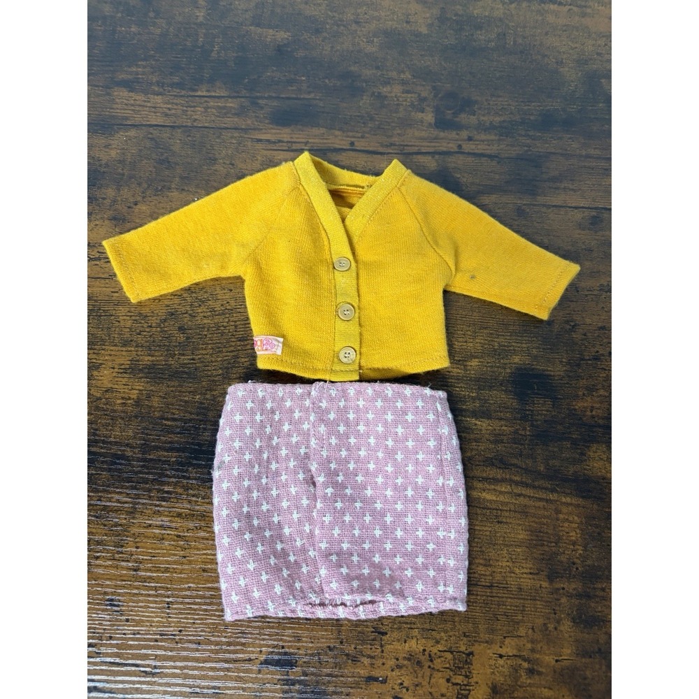Our Generation Doll Clothes Outfit - Yellow Sweater And Mauve Skirt